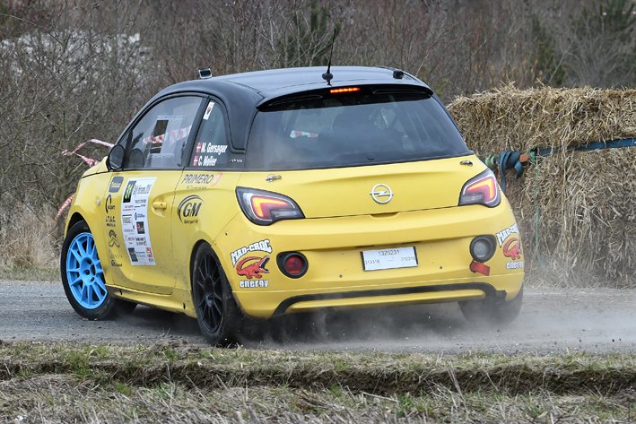 Marco Gersager og Carina Møller er i deres Opel ADAM til start i lørdagens Djurs Rally 2018 for at holde formen vedlige og starter med at føle sig frem på gruset
(Foto: MD/autoMOTIV - specialpress@gmail.com)